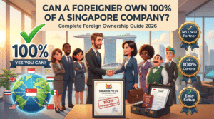 Can a foreigner own 100% of a Singapore company?